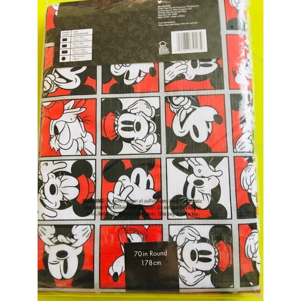 New❤️Mickey Mouse PEVA Flannelback Round Tablecloth